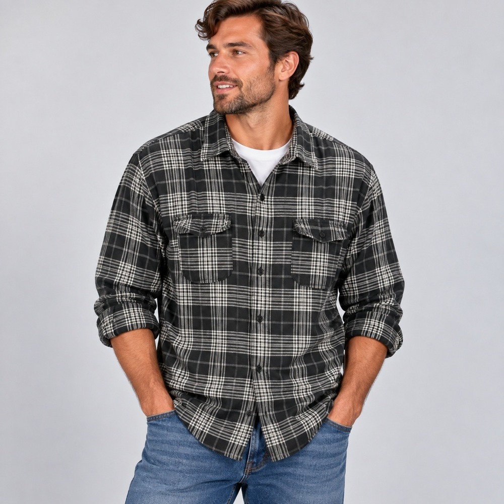 Polo Ralph Lauren Benford Plaid Button Down Shirt Mens XL Black White Cotton